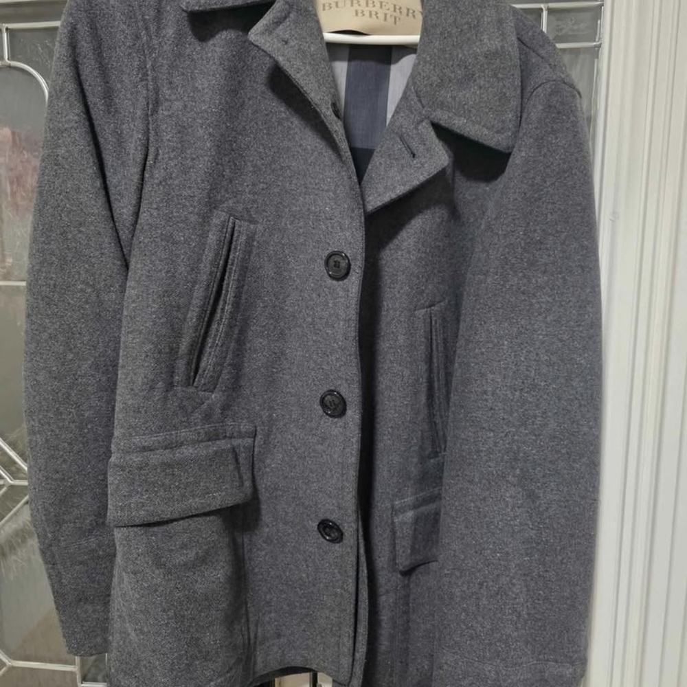 Burberry Charcoal Pea Coat for men